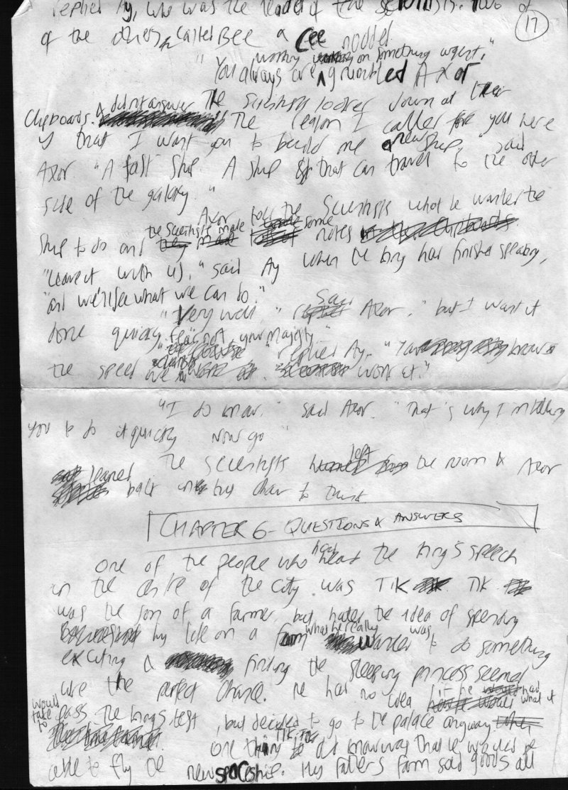 Page 17 of handwritten manuscript of 'The Crystal Ship'