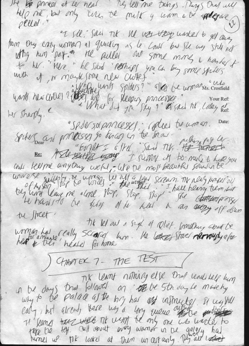 Page 22 of handwritten manuscript of 'The Crystal Ship'