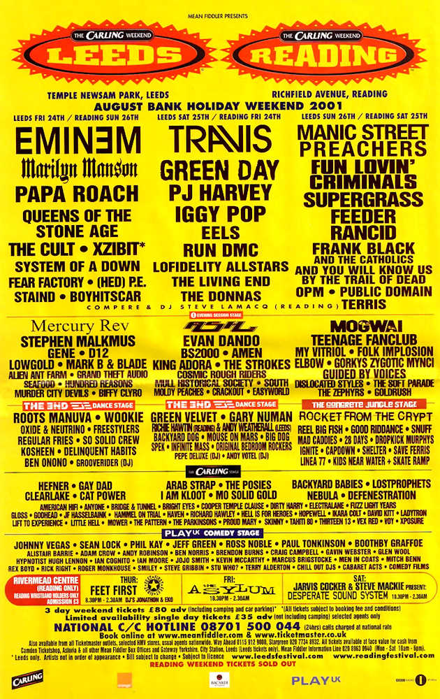 Poster for Reading Festival 2001.