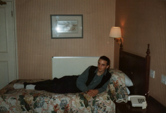 C.J. Carter-Stephenson in a Florida hotel room.