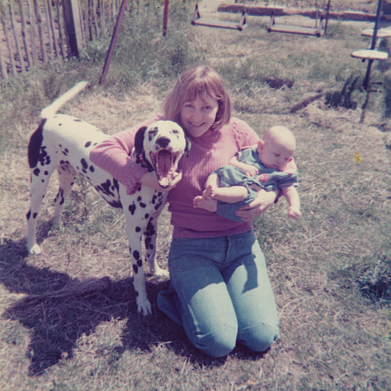 C.J. Carter-Stephenson with mum and Henry the dog.